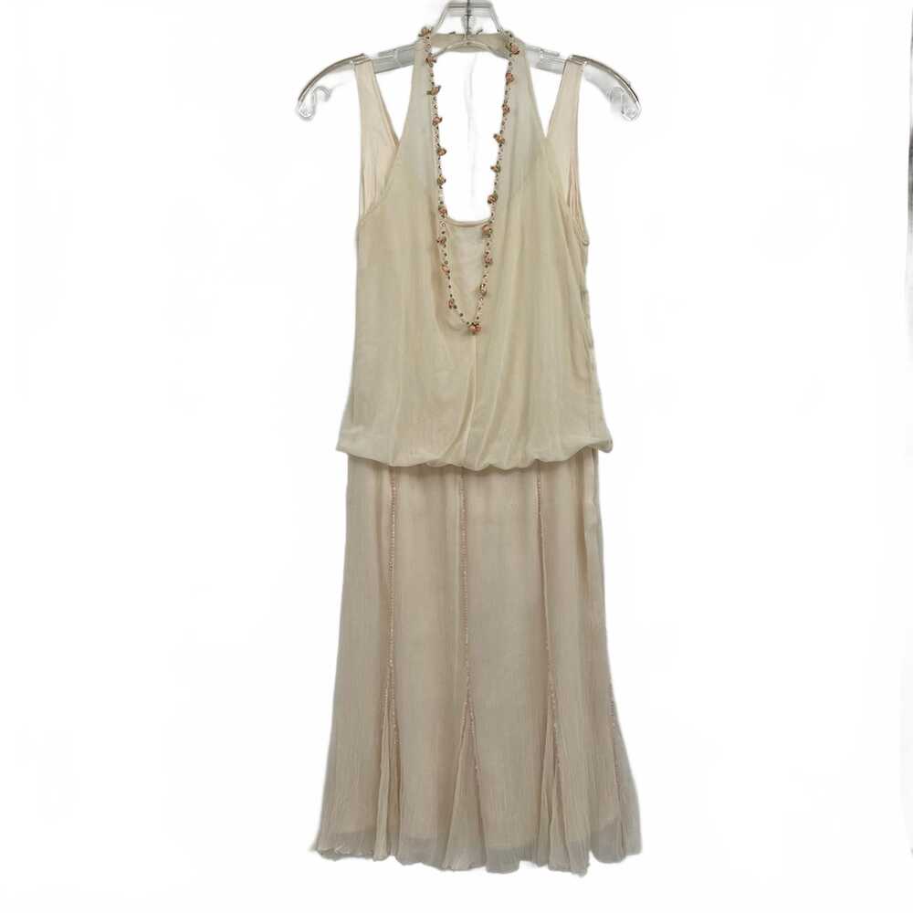 Joyra Cream Silk Rosette Beaded Mini Dress | Women’s Size 6
